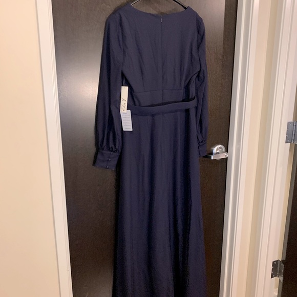 Brand NWT Eliza J Long Sleeve Navy Gown Size 8 - Picture 6 of 7